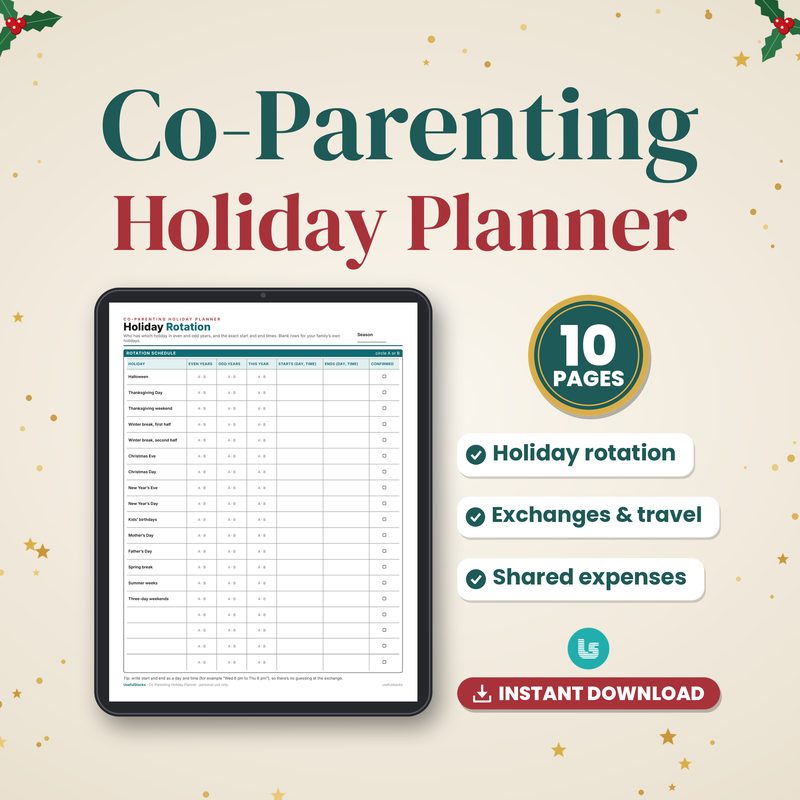 Co-Parenting Holiday Planner printable pages